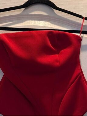zara red peplum dress Zara Dress Womens XS Red Ruffle Sleeve Shift Keyhole Peplum Hem Holiday  Dressy